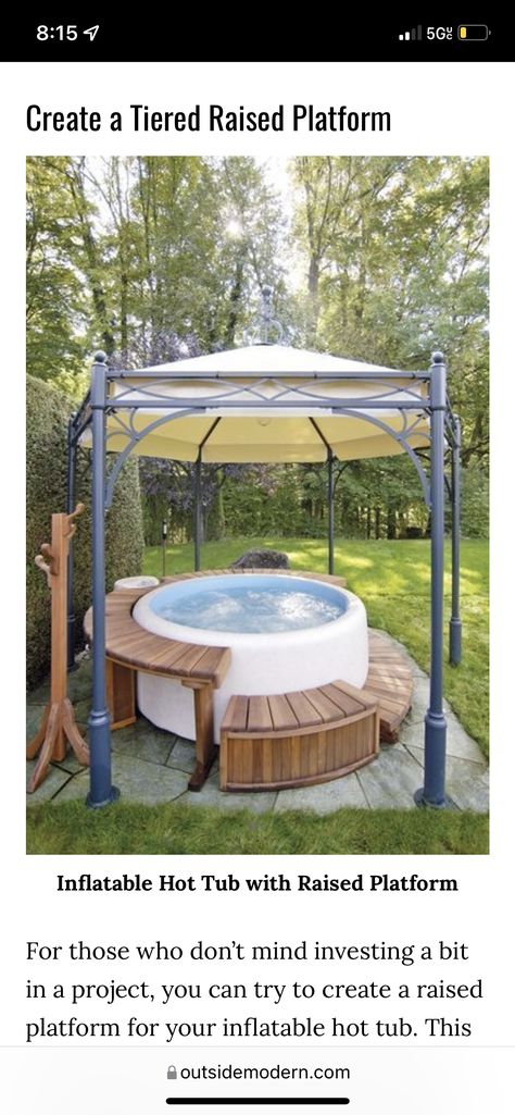 Inflatable Hot Tub Surround, Hot Tub Surround Ideas, Tub Surround Ideas, Soft Tub, Hot Tub Privacy, Hot Tub Pergola, Small Hot Tub, Round Hot Tub, Hot Tub Landscaping