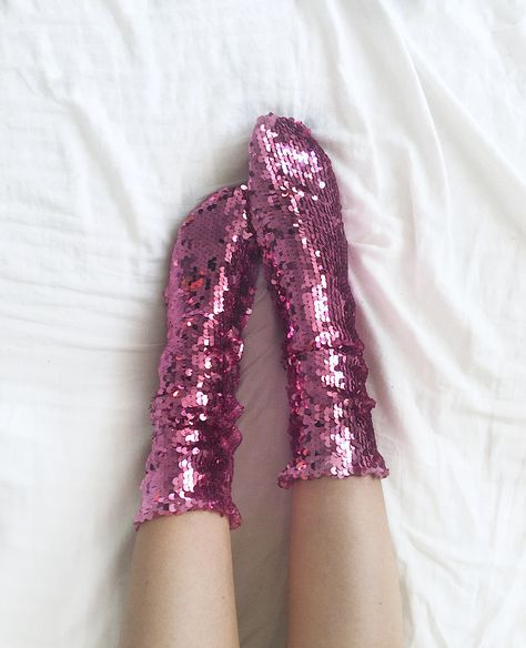 Sequin socks fuchsia pink mood sparkle glitter wow Sequin Socks, Glitter Socks, Dresses Diy, Sequin Shoes, Flapper Dresses, Studio 54, Sparkles Glitter, Diy Dress, Fuchsia Pink