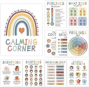 Mental Health Wall Decor, Calming Corner Classroom, Calming Corner Posters, Preschool Posters, Classroom Must Haves, Emotions Chart, Teacher Preschool, Emotions Preschool, Health Posters