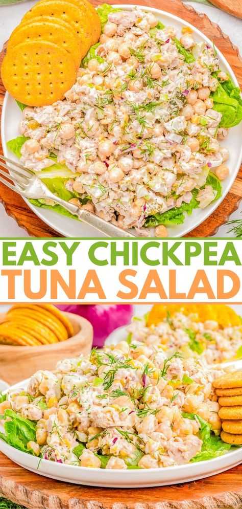 Chickpea Tuna Salad - Averie Cooks Canned Tuna Recipes Healthy Low Carb, Tuna Salad Recipes, Easy Tuna Salad, Best Tuna Salad Recipe, Chickpea Tuna Salad, Canned Tuna Recipes, Chickpea Tuna, Chicken Salad Ingredients, Salad For Dinner