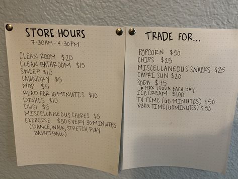 The kids earn Monopoly money for doing chores then use it to buy snacks and game times. Snack Reward System, Monopoly Money For Snacks, Monopoly Money Chore Chart For Snacks, Monopoly Money Chore Chart Rewards, Chore Store For Kids, Monopoly Chore Chart, Snack Store For Chores, Monopoly Money Chore Chart, Chores To Do For Money