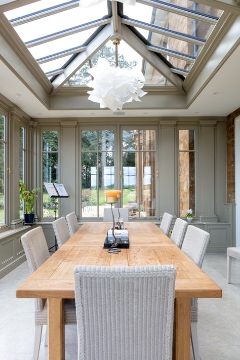 Dining Room Orangery, Conservatory As Dining Room, Dining Table In Conservatory, Dining Room In Conservatory, Skylight Dining Room, Conservatory Dining Room Ideas, Conservatory Renovation, Orangery Dining Room, Conservatory Ideas Interior Decor