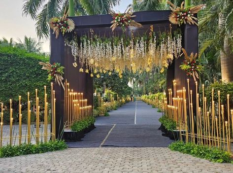 rustice wedding decor rustic wedding decorators outdoor wedding decorations ideas || Amazing rustic wedding decorations Entrance Design For Wedding, Entrance Gates Design For Wedding, Marriage Entrance Decoration, Sangeet Entry Gate, Marriage Entry Gate Decoration, Engagement Decorations Outdoor, Entry Gate Decoration Wedding, Sangeet Entrance Decor, Wedding Gate Decor