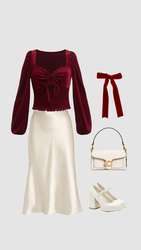 Christmas outfit #red #redaesthetic #beauty #fashion #outfit #style #modestfashion #outfitinspo #outfit #formal #holiday #winter #winteroutfit #bows #christmas Christmas Outfit Red, Bows Christmas, Outfit Red, Red Outfit, Outfit Style, Cherry Red, Fashion Outfit, Christmas Outfit, Beauty Fashion