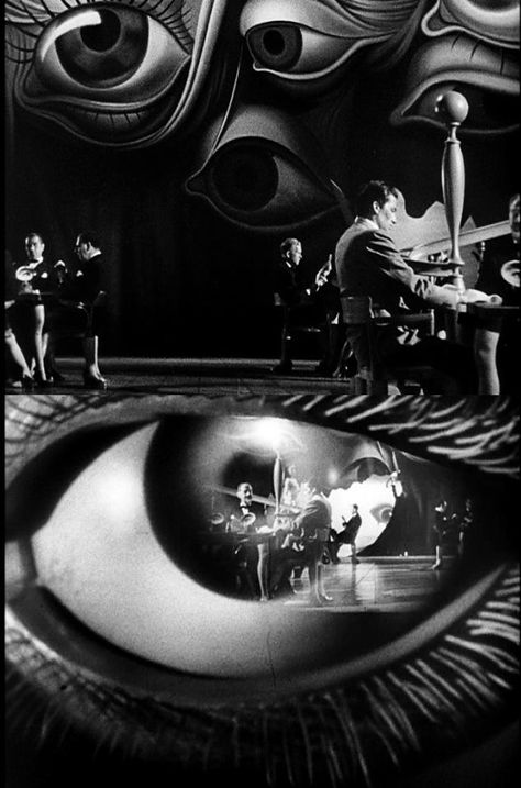 Stills from the Salvador Dalí-designed dream sequence in "Spellbound" (1945, dir. Alfred Hitchcock) Spellbound 1945, Dream Sequence, Alfred Hitchcock, An Eye, On Stage, Old Hollywood, Salvador, Hollywood