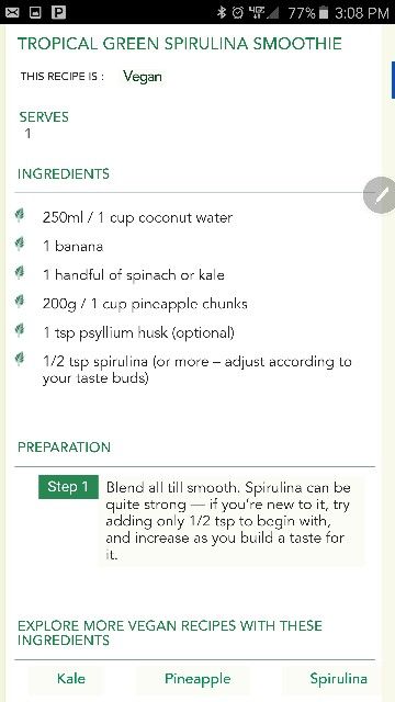 Spiriluna Recipe, Raw Eating, Spirulina Smoothie, Tropical Green, Eat Your Heart Out, Eating Raw, Coconut Water, Fun Drinks, Yummy Drinks