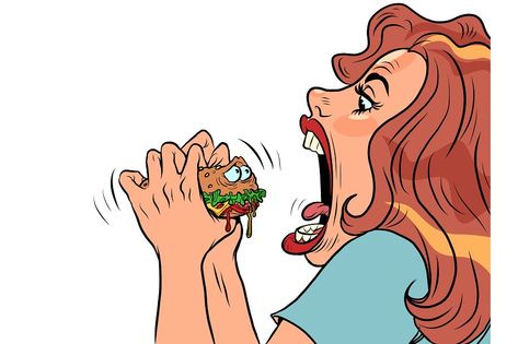 Eating Illustration Character, Cartoon Eating Food, Biting Drawing, Burger Character, Cartoons Eating, Cute Burger, Cartoon Pop Art, Cartoon Pop, Retro Vector Illustration