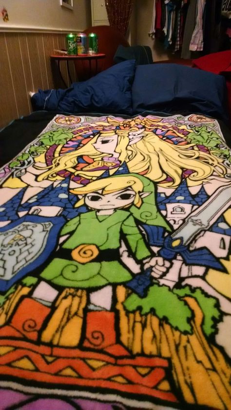 #LegendofZelda Wind Waker Blanket Zelda House, Zelda Room, Nintendo Room, Link Cosplay, Link Zelda, Wind Waker, Zelda Art, The Legend Of Zelda, Custom Bed