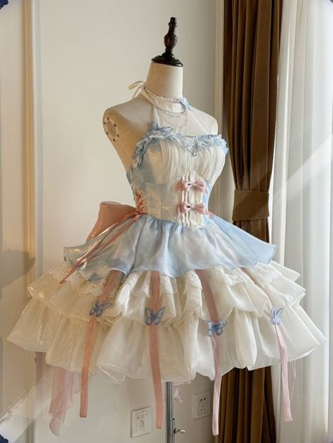 Princess Dress Women, Blue Princess Dress, Fluffy Dress, Fluffy Skirt, Japanese Dress, Jumper Skirt, Ruffles Fashion, Really Cute Outfits, Lolita Dress