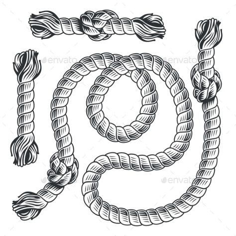 Rope Border Drawing, Rope Tattoo For Men, Corda Tattoo, Rope Knot Drawing, Rope Tattoo Design, Rope Image, Shark Tooth Tattoo, Wood Snake, Rope Tattoo