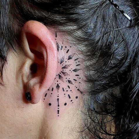 Eat Tattoo, Inner Ear Tattoo, Tattoo Ear, Hairline Tattoos, Behind The Ear Tattoos, Tattoo Easy, Easy Tattoo, Behind Ear Tattoos, Behind The Ear Tattoo