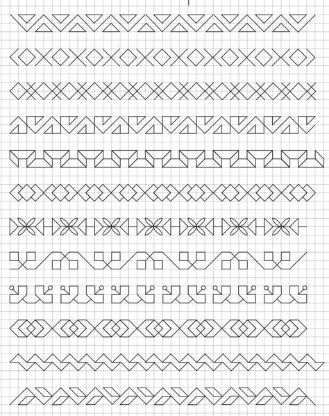 45 Super Cool Doodle Ideas · Craftwhack Motifs Blackwork, Blackwork Embroidery Patterns, Blackwork Cross Stitch, Graph Paper Designs, Pola Manik, Graph Paper Drawings, Blackwork Patterns, Cool Doodles, Geometric Pattern Art