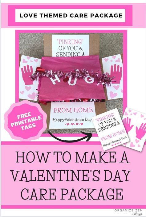 Pinking Of You Care Package, Valentine Care Package College Daughter, Pink Care Package, Valentines Day Care Package, Sending A Hug, October Holidays, Valentines For Daughter, Valentines Surprise, Diy Valentine's Day