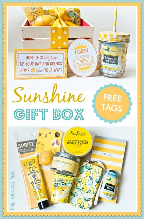 Cheer Someone Up Gifts, Box Full Of Sunshine Ideas, Sunshine Basket, Basket Of Sunshine, Get Well Baskets, Sunshine Box, Cheer Someone Up, Box Of Sunshine, Cheer Up Gifts