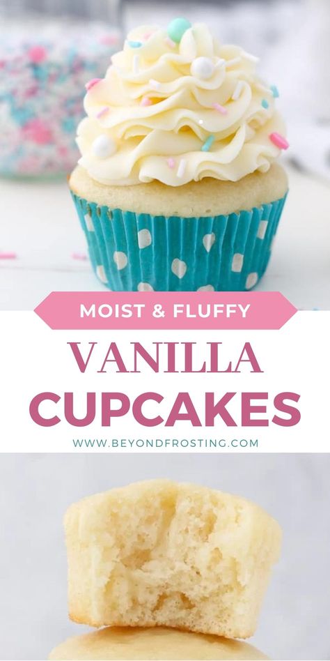 Bakery Vanilla Cupcakes, Easy Vanilla Cupcake Recipe, Moist Cupcake Recipes, Homemade Cupcake Recipes, Perfect Cupcakes, Easy Vanilla Cupcakes, Moist Vanilla Cupcakes, Cupcake Recipes From Scratch, Easy Cupcake Recipes