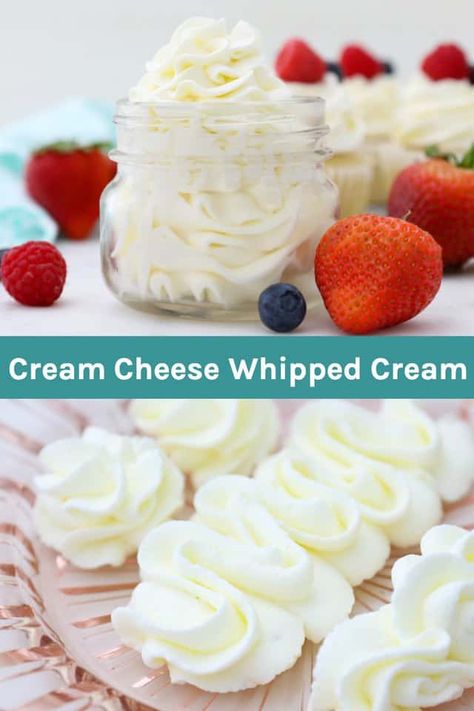 Topping Für Cupcakes, Stable Whipped Cream, Stabilized Whipped Cream Frosting, Cream Cheese Whipped Cream, Keto Whipped Cream, Homemade Whipped Cream Recipe, Whipped Cream Cheese Frosting, Stabilized Whipped Cream, Easy Frosting