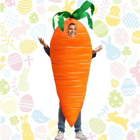 PRICES MAY VARY. Funny and Realistic Appearance: this vegetable costume adult is designed in a carrot shape with bright orange and green color, which is vibrant and attractive, realistic appearance will make you smile, and enjoy the holiday happily Package Includes: you will receive 1 piece of costume for women and men, suitable in size and lifelike in appearance, which can satisfy your various party requirements One Size Fits Most: this orange food costumes adult measures approx. 68.9 inches/ 1 Marie Core, Carrot Costume, Lemon Funny, Easter Adult, Vegetable Costumes, Funny Fruits, Orange Food, Kids Smile, Easter Costume