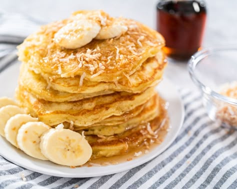 Apple Pancake Recipe, Swedish Pancakes, Coconut Pancakes, Banana Pancakes Recipe, Rock Recipes, Organic Peanut Butter, Pancakes Ingredients, How To Make Pancakes, Banana Coconut