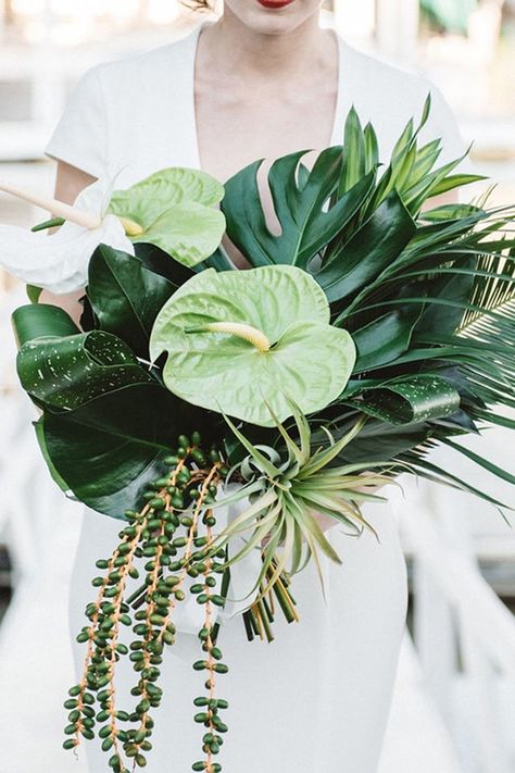 Tropical Bridal Bouquet, Foliage Bouquet, Tropical Wedding Bouquets, Unique Wedding Bouquet, Tropical Wedding Decor, Greenery Bouquet, Tropical Bridal, Pampas Gras, Wedding Leaves