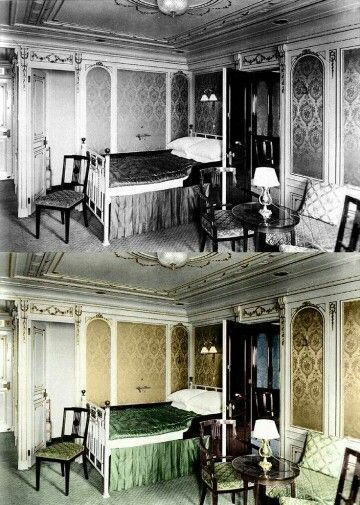 Titanic - first class cabin colorized Titanic Real, Real Titanic, Titanic Photos, Titanic Facts, Titanic History, Titanic Ship, Titanic Movie, Colorized Photos, Rms Titanic