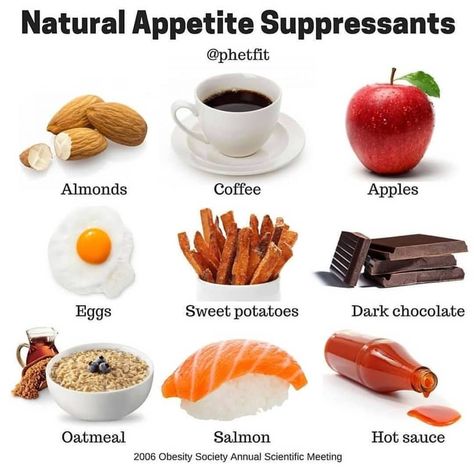 🌟Top Natural Appetite Suppressants🌟 - 🥜1. Almonds. Just a handful of almonds is a rich source of antioxidants, Vitamin E and Magnesium. It… Proanacore Food, How To Not Eat So Much Food, Chic Diet, Natural Appetite Suppressants, Appetite Suppressants, Different Foods, Idee Pasto, Chocolate Oatmeal, Low Cal Recipes