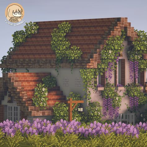 Minecraft Spring House, Lavender Minecraft House, Minecraft Lavender Field, Minecraft Meadow House, Minecraft Lavender, Minecraft Purple House, Purple Minecraft House, Minecraft Vineyard, Autumn Minecraft