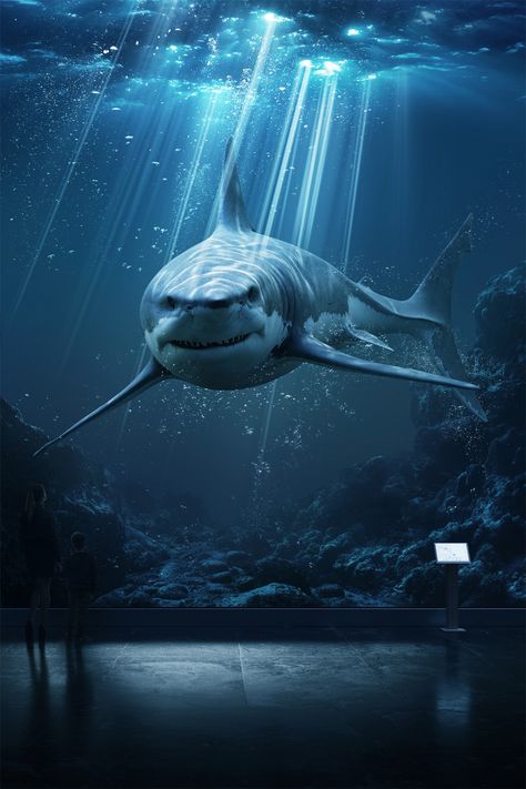 Aquarium projects | Photos, videos, logos, illustrations and branding on Behance Shark Party Ideas, Hai Tattoo, Scary Ocean, Whatsapp Wallpapers Hd, Shark Photos, Shark Pictures, Big Shark, Underwater Images, Megalodon Shark