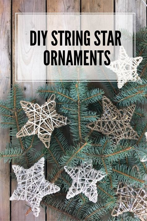 DIY String Star Ornaments Quotes Christmas, Star Ornaments, Outfit Christmas, Handmade Christmas Decorations, Christmas Ornament Crafts, Noel Christmas, Ornaments Christmas, Diy Christmas Tree, Ornament Crafts