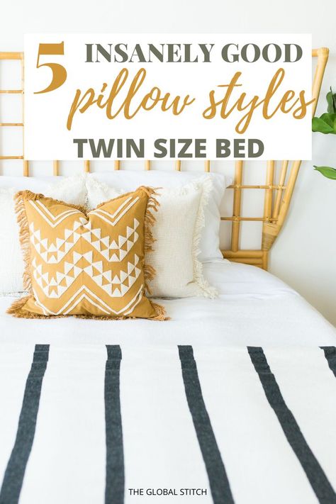 How to arrange throw pillows on twin bed Pillows On Twin Bed, Throw Pillow Arrangement, Twin Beds Guest Room, Bed Pillow Arrangement, Colorful Bedroom Decor, Bedroom Unique, Pillow Arrangement, Throw Pillow Styling, Pillow Styling