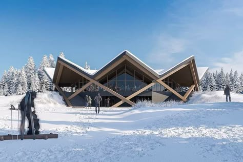 Ski Resort Architecture, Mountain Resort Design, Mountain Cottages, Chalet Plans, Alpine Interior, Mountain Resort Architecture, Winter Hotel, Hotel Mountain, Hotel Design Architecture