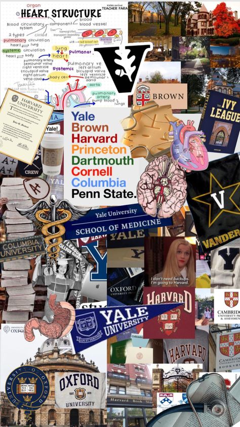 #ivyleague #yale #harvard #medical #vanderbilt University Inspiration, Heart Structure, College Vision Board, Ivy League Schools, College Motivation, College List, Exam Motivation, Medical School Motivation, Dream College