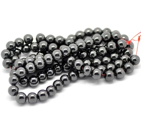 2 Strands Hematite Round Beads 8mm, 40cm Hematite Beads, Gunmetal Grey, Wholesale Beads, Ornaments Diy, Jewelry Supplies, Online Jewelry, Round Beads, Bead Charms, Crafts To Make