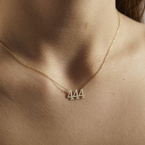 444 Necklace, 111 222 333 444 555, Angel Number Necklace, Number Jewelry, Jewelry Halloween, Number Necklace, Gold Angel, Angel Necklace, Personalized Pendant