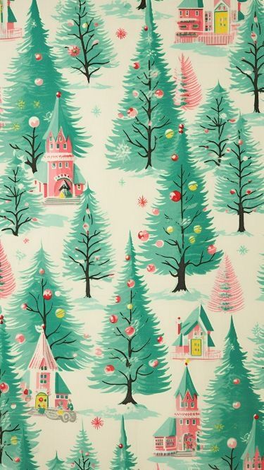 Christmas Phone Wallpapers, Wrapping Paper Pattern, Vintage Pink Christmas, Christmas Phone Wallpaper, Cute Christmas Wallpaper, Vintage Christmas Images, Vintage Wrapping Paper, Holiday Wallpaper, Wallpaper Iphone Christmas