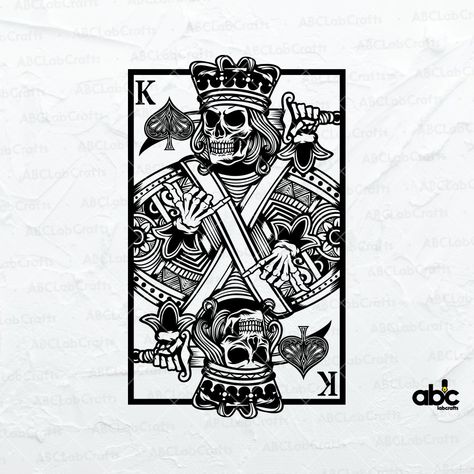 King Of Spades Tattoo Design, King Of Hearts Tattoo, Ace Of Spades Tattoo, Playing Card Tattoos, Spade Tattoo, Skeleton King, King Card, King Of Spades, Skeleton Drawings