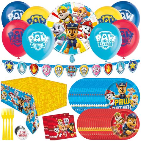 PRICES MAY VARY. EMBARK on an adventure with your child's favorite pups from Paw Patrol: The Mighty Movie as you host an exciting birthday party! Our Paw Patrol birthday decorations kit is your one-stop solution for a quick and effortless party setup. INCLUDES: This Paw Patrol party supplies set is designed for a gathering of 16 guests and includes 1 captivating foil balloon, 8 lively latex balloons, 1 practical tablecloth, a festive banner, 16 generously-sized 9" paper plates, 16 charming 7" ca 4th Birthday Party For Boys Paw Patrol, Paw Patrol Party Ideas 1st Birthday, Paw Patrol Birthday Theme For Boys, Paw Patrol 3rd Birthday Party For Boy, Paw Patrol Party Ideas Decoration, Paw Patrol Birthday Party Decorations, Paw Patrol Printables Free, Paw Patrol Party Invitations, Paw Patrol Centerpiece