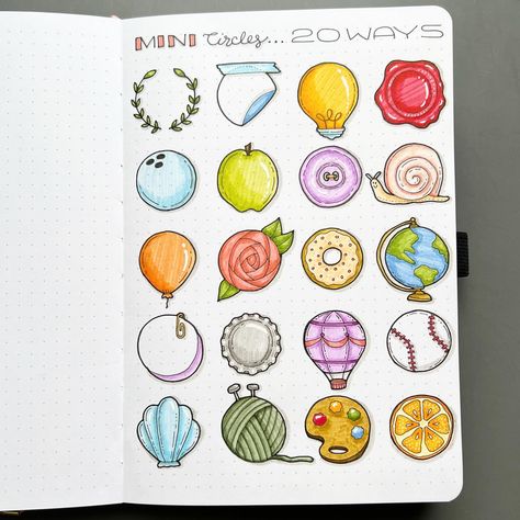 Mini Circles - 20 Ways ⭕️❤️ I couldn’t decide if I should color it or not so here are photos of both 😂 #doodle #drawing #illustration… | Instagram Circle Art Challenge, Circle Drawing Challenge, Drawing Circle Ideas, Circle Doodle Art, Circle Things To Draw, Circle Drawing Ideas Inspiration, Circle Drawing Ideas Simple, Circle Drawing Ideas, Circle Drawings