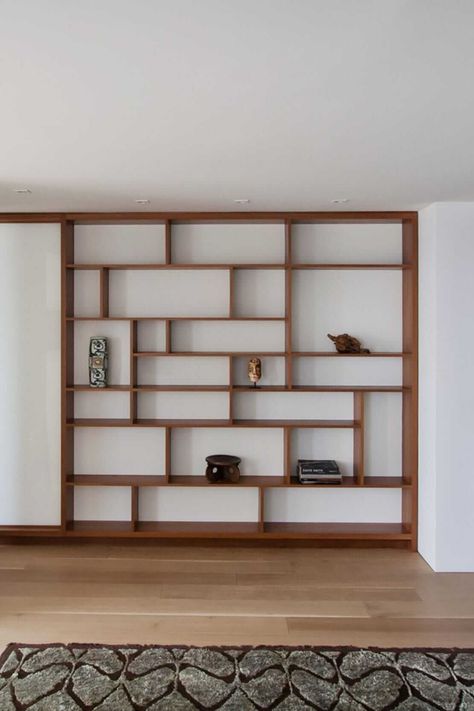 Modern Nyc Apartment, Custom Bookshelves, Bloxburg Hallway, Built In Shelves Living Room, Green Hallway, Bookshelves In Living Room, Modern Bookshelf, Bookcase Design, Home Library Design