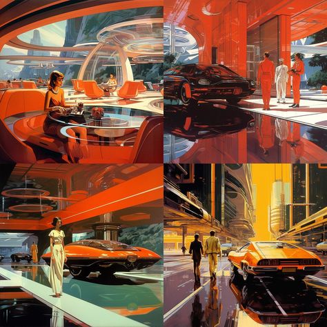 Syd Mead style in Midjourney AI (V5.1, V5, V4, niji 5) | Designers | Industrial Designers | | | Andrei Kovalev's Midlibrary Syd Mead Concept Art, Syd Mead Art, Famous Illustrators, Future Noir, Scifi Design, Folio Ideas, Cassette Futurism, Art Spiegelman, Syd Mead