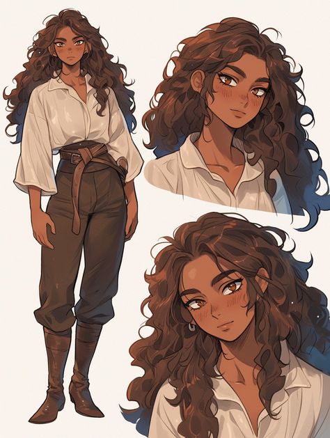 Anime Farmer Woman, Character Design Dark Skin, Female Character Reference Sheet, Latin Anime Characters, Noble Woman Character Design, Army General Character Design, Romani Character Design, Italian Character Design, Pixel Art Styles