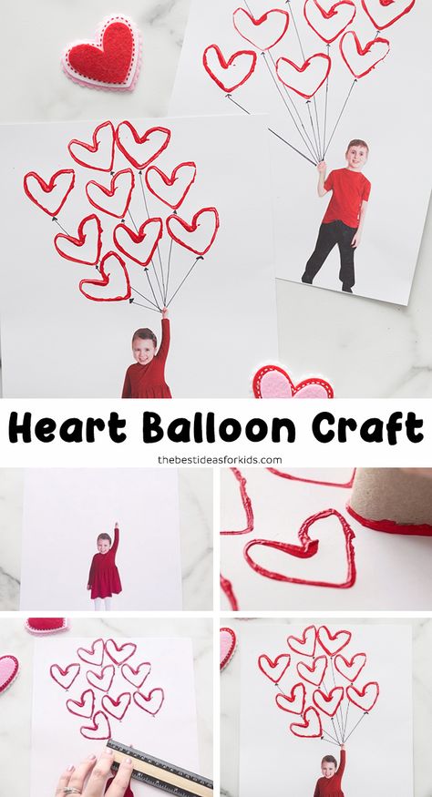 Balloon Craft, Preschool Valentine Crafts, Valentines Bricolage, February Crafts, Easy Valentine Crafts, Valentines Balloons, Valentine's Day Crafts For Kids, Balloon Crafts, Preschool Valentines