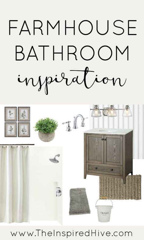 Simple Farmhouse Bathroom, Farmhouse Bathroom Makeover, Farmhouse Bathroom Inspiration, Bathroom Design Plans, Farmhouse Style Bathroom, Bar Lights, Simple Bathroom Designs, Farmhouse Bathroom Design, Simple Bathroom Decor