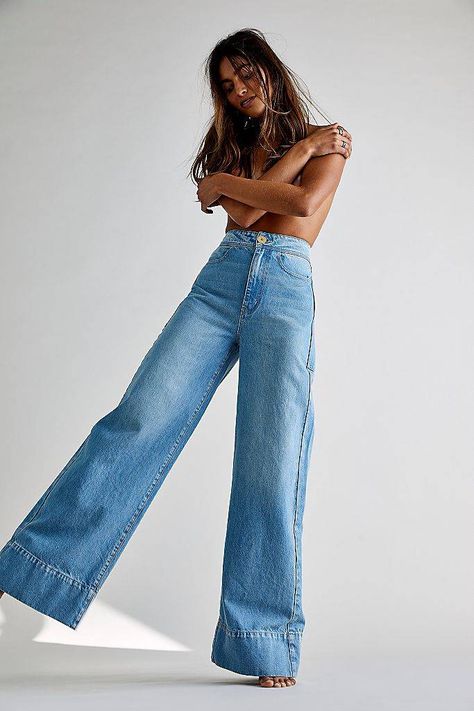 The 19 Best High-Rise Wide-Leg Jeans | Who What Wear Jean Photoshoot, Jeans Photoshoot, Popular Jeans, Jeans Trend, Jeans Free People, High Rise Wide Leg Jeans, All Jeans, Fashion Photography Poses, Foto Casual