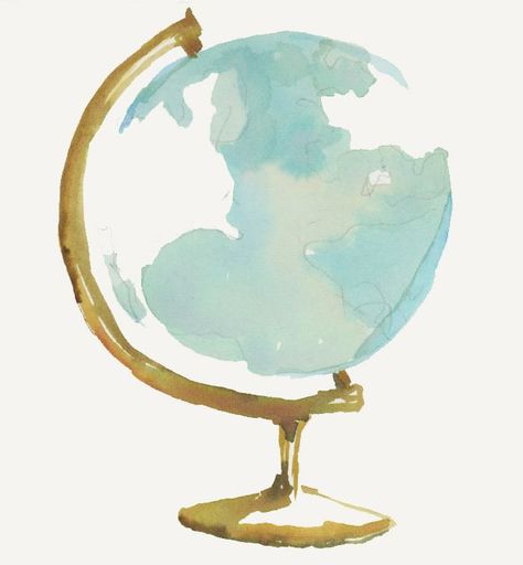 Watercolor globe Watercolor Water, בר מצווה, 수채화 그림, Family Memories, Watercolor Inspiration, Watercolor Illustration, Painting Inspiration, Watercolour Painting, Diy Art