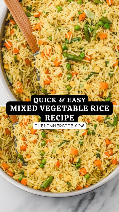 Explore the richness of our Mixed Vegetable Rice recipe; a harmonious blend of various vegetables cooked with Basmati rice. This Quick & Easy Mixed Vegetable Rice recipe promises a flavorful journey, packed with health benefits and bursting with freshness. Perfect for any occasion, this dish guarantees a feast of colors, textures, and flavors. Healthy Flavored Rice Recipes, Easy Rice Recipes Healthy, Riced Vegetable Recipes, What To Make With Basmati Rice, Meatless Meals With Rice, Rice Different Ways, Rice And Veggie Side Dish, Legume Rice Recipes, Vegetable Brown Rice Recipes