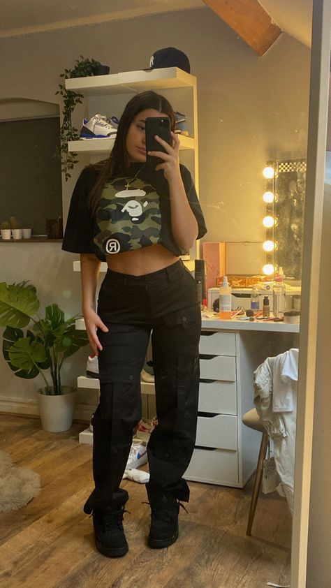 Black cat jordan 4 hape cargos UK streetwear Black Cat Shoes Outfit, Black Cat Jordan 4 Outfit Women, Black Cat 4s Outfit, Jordan 4 Black Cat Outfit, 4s Outfit Women, Black Cat Jordan 4, Jordan 4 Outfit Women, Jordan 4 Outfits, Black Cat Outfit