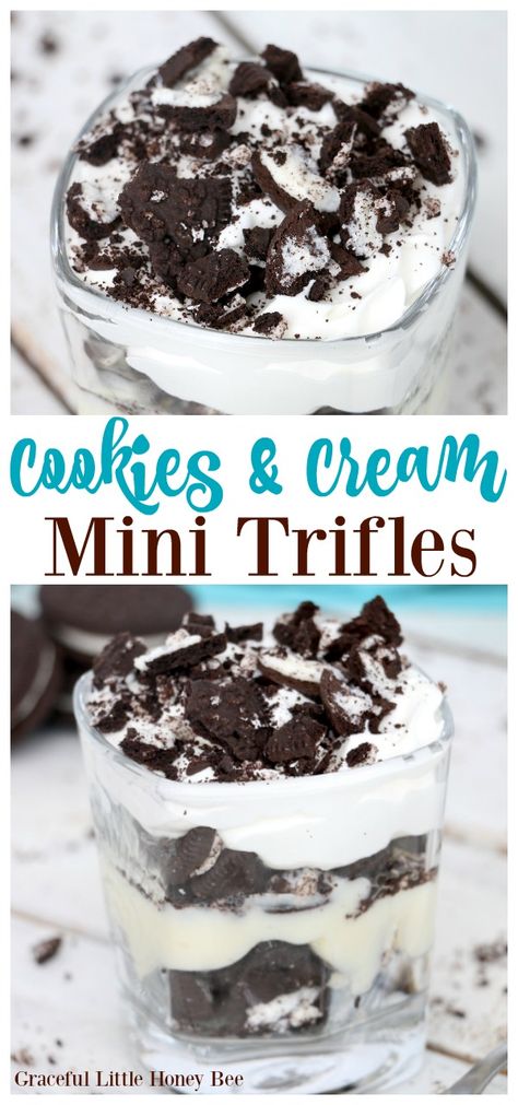 Easy Individual Desserts For Parties, Mini Trifle Desserts, Dessert Trifles, Quick And Easy Cookies, Mini Trifles, Cup Desserts, Simple Dinner Party, Dinner Party Dessert, Mini Trifle