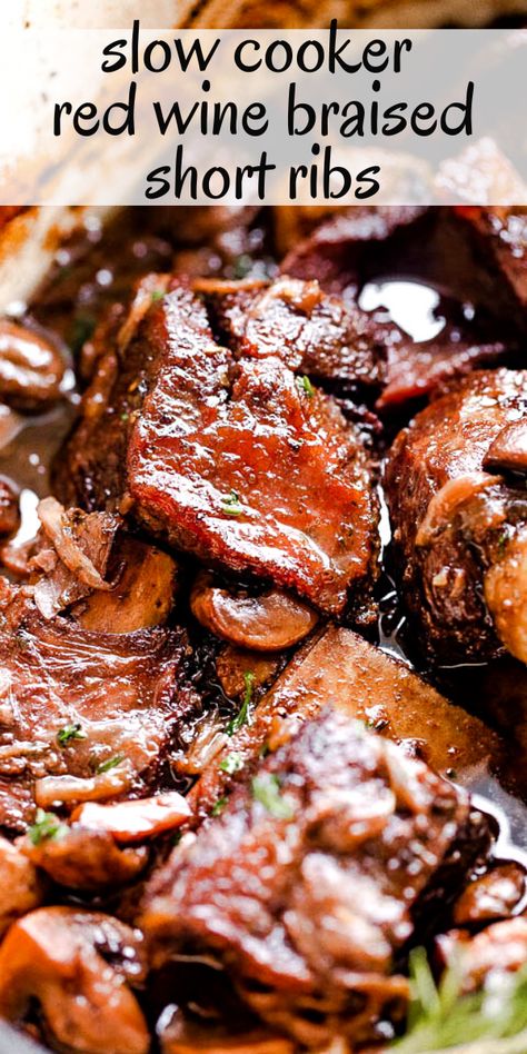 Short Ribs Ragu Slow Cooker, Short Rib Ragu Slow Cooker, Braised Short Ribs Crockpot Red Wine, Crockpot Red Wine Short Ribs, Red Wine Short Ribs Crock Pot, Slow Cooker Pork Short Ribs, Bone In Short Ribs Slow Cooker, Crockpot Short Rib Bourguignon, Wine Braised Short Ribs Slow Cooker