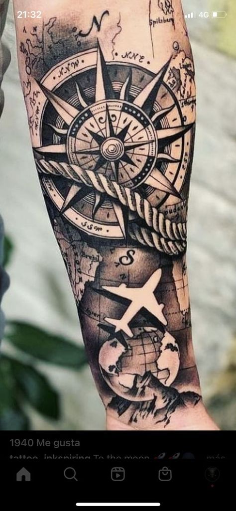 In this post, we’ve rounded up 12 of the best compass tattoo designs for men. Compass tattoos exude a certain sense of adventure. Tattoos Arm Mann, Tattoo Bicep, Compass And Map Tattoo, Tato Maori, Nautical Tattoo Sleeve, Forearm Band Tattoos, Compass Tattoo Design, Cool Arm Tattoos, Tato Lengan