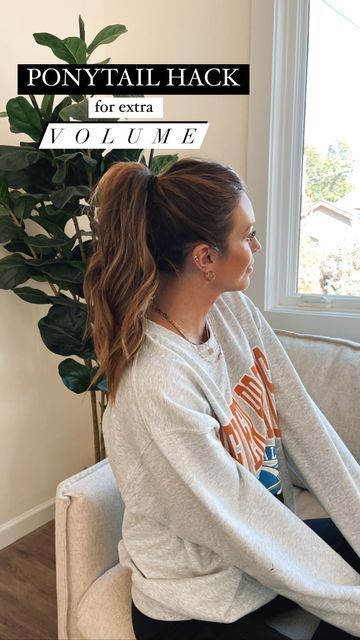 Night Out Ponytail Hair Ideas, Heavy Hair Ponytail, Grown Up Ponytail, Full Looking Ponytail, Big Ponytail Tutorial, How To Dress Up A Ponytail, Easy Hair Ponytails, Cute Straight Ponytail Hairstyles, Ponytail For Fine Straight Hair